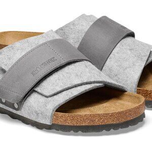 Birkenstock Kyoto in Natural Leather/Felt, Light Grey NEW WITH BOX